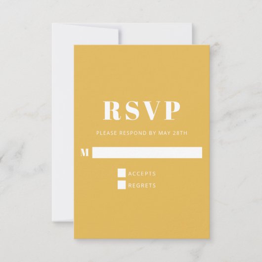 Cartons Réponse Mariage Vertical Moderne Gras Bleu et Jaune (Devant)