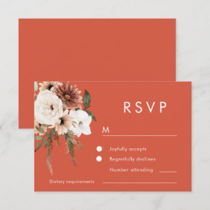 Cartons Réponse Mariage vibrant bohème floral en terre cuite
