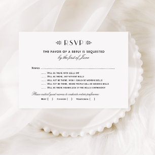 Cartons Réponse Mariage vintage Art Déco Drôle Avec Cloches