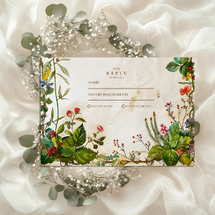 Cartons Réponse Mariage Vintage aux Baies de la Forêt