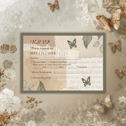Cartons Réponse mariage vintage boho chic verdure