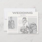 Cartons Réponse mariage vintage de style journal moderne (Dos)