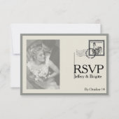 Cartons Réponse mariage vintage de style journal moderne (Devant)