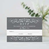 Cartons Réponse Mariage vintage Gris Charbon (Debout devant)