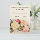Cartons Réponse Mariage vintage Jardin antique Fleurs Roses (Debout devant)
