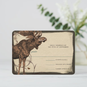 Cartons Réponse Mariage vintage Moose Forest Lodge Ranch Wedding R