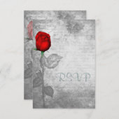 Cartons Réponse Mariage vintage Red Rose (Devant / Derrière)