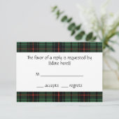Cartons Réponse Mariage vintage, Tartan Davidson Motif moderne (Debout devant)
