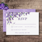 Cartons Réponse Mariage violet d'aquarelle violette