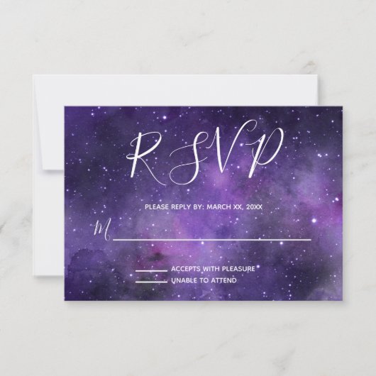 Cartons Réponse Mariage violet Night Sky Starlight (Devant)