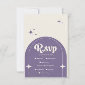 Cartons Réponse Mariage Violet Rétro Minimaliste (Devant)