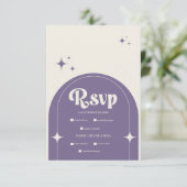 Cartons Réponse Mariage Violet Rétro Minimaliste (Debout devant)