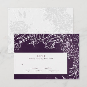 Cartons Réponse Mariage violet romantique à fleurs