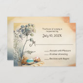 Cartons Réponse Mariage Watercolor Beach (Devant / Derrière)