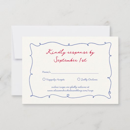 Cartons Réponse Mariage Whimsical Bright Border & Script Names (Devant)