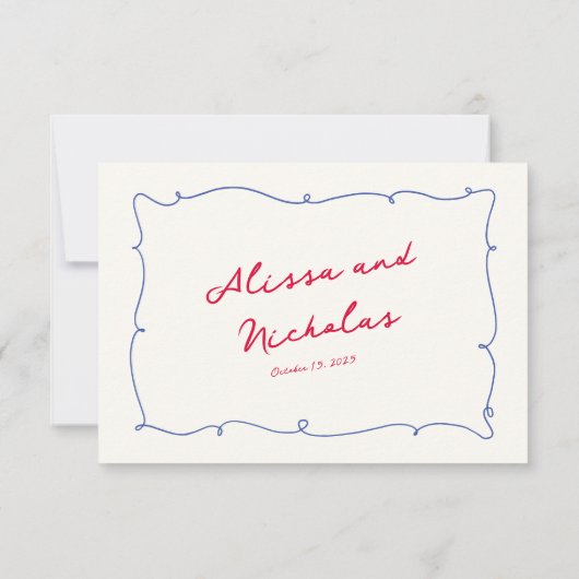 Cartons Réponse Mariage Whimsical Bright Border & Script Names (Dos)