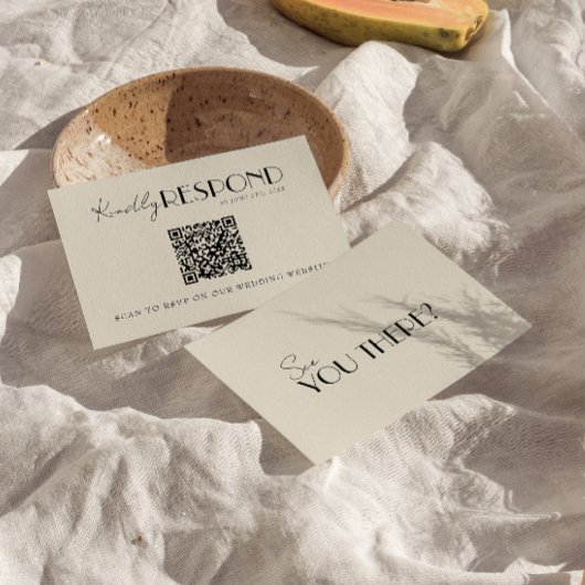 Cartons Réponse Mariage Whimsical français rétro moderne QR Code