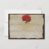 Cartons Réponse Mariages d'arbre de feuille de coeur de prune oran (Dos)