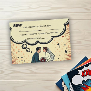 Cartons Réponse Mariée & Marié Vintage Rétro Pop Art Comic Mariage