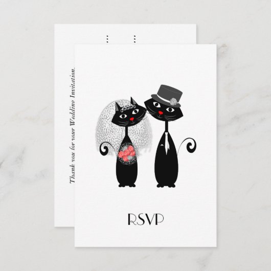 Cartons Réponse Mariée mignonne | Chatons de mariage personnalisés (Devant / Derrière)