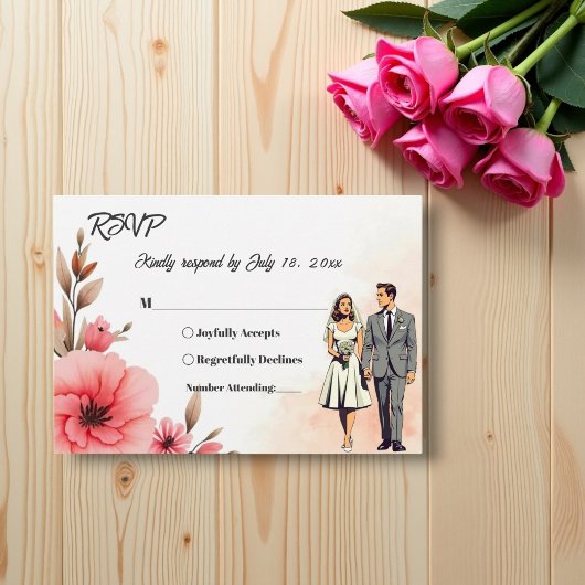 Cartons Réponse Mariée romantique et Mariage d'aquarelle de chambr