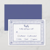 Cartons Réponse Marine Bleu Quirky Jouer main tiré Mariage (Devant / Derrière)