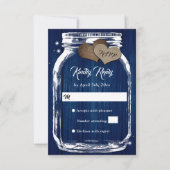 Cartons Réponse Marine Bleu Rustique Grange Bois Mason Jar Mariage (Devant)