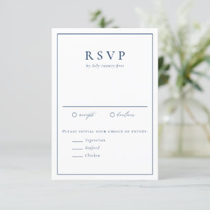 Cartons Réponse Marine Bleu Simple Typographie Mariage officiel