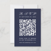 Cartons Réponse Marine Blue Big QR Code Simple Calligraphie Mariag (Devant)