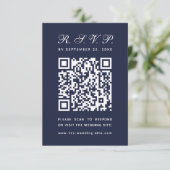 Cartons Réponse Marine Blue Big QR Code Simple Calligraphie Mariag (Debout devant)