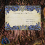 Cartons Réponse Marine Blue Gold Paisley Peacock Couleurs Mariage<br><div class="desc">Bleu Marine et or Paisley Peacock Invitations de mariage,  cartes de réponse,  RSVP</div>