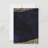 Cartons Réponse Marine Blue Watercolor & Gold Confetti Wedding RSV (Dos)