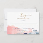 Cartons Réponse Marine Blush Rose Mariage Repas Choix & Chanson (Devant)