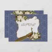 Cartons Réponse Marine de Mariage damassé (Devant / Derrière)