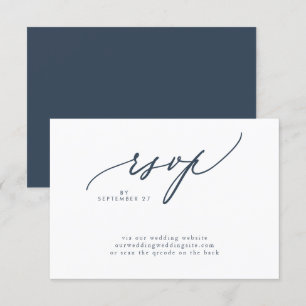 Cartons Réponse Marine moderne Bleu Blanc Simple Mariage CODE QR