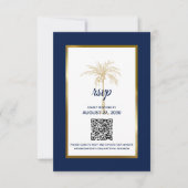 Cartons Réponse Marine moderne Blue Gold Palm Tree Mariage moderne (Devant)