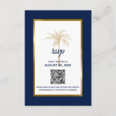 Cartons Réponse Marine moderne Blue Gold Palm Tree Mariage moderne (Devant)