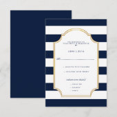 Cartons Réponse Marine nautique | Bande blanche Mariage moderne RS (Devant / Derrière)