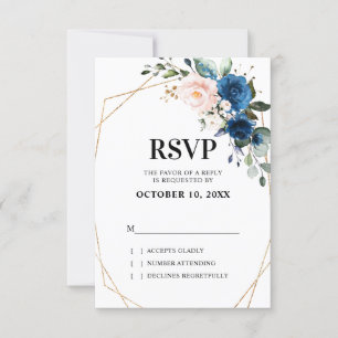 Cartons Réponse Marine romantique bleu bleu rose rose floral géomé