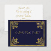 Cartons Réponse Marine romantique et cadre d'or (Devant / Derrière)