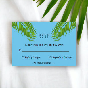 Cartons Réponse Marine Tropical Palm Leaf Blue Summer Beach Mariag