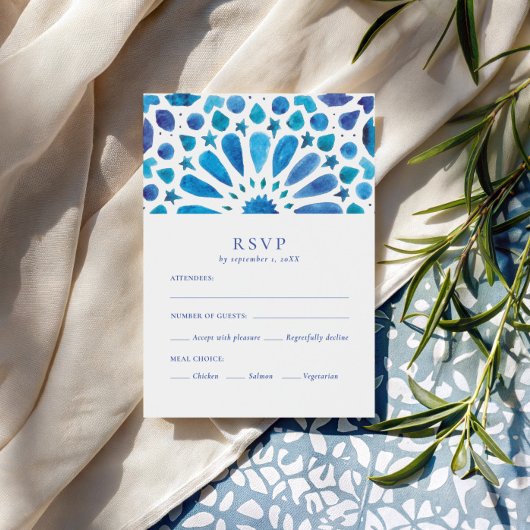 Cartons Réponse Marocain Carrelage Bleu choix de repas