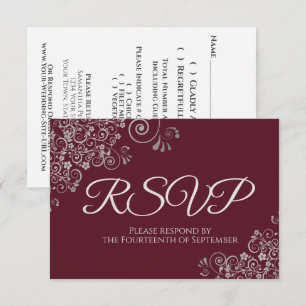 Cartons Réponse Maroon Bourgogne avec Mariage élégant en dentelle