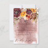 Cartons Réponse Marsala Argile & Bouquet Jaune Mariage (Devant)