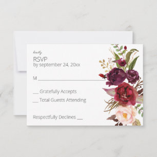Cartons Réponse Marsala de Bourgogne et Floral rose no Repas - Ros
