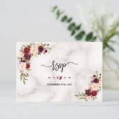 Cartons Réponse Marsala rose bordeaux Mariage en marbre doré fleur (Debout devant)