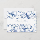 Cartons Réponse Marseille Bleu Jardin Mariage Floral (Dos)