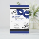Cartons Réponse Mascarade bleu Mascarade Masque Sweet 16 R.S.V.P.  (Debout devant)