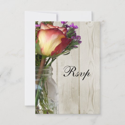 Cartons Réponse Mason Jar avec Rose et Fleur sauvage (Devant)