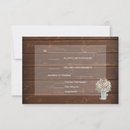 Cartons Réponse Mason Jar Daisies rustique Grange en bois Barefoot (Dos)